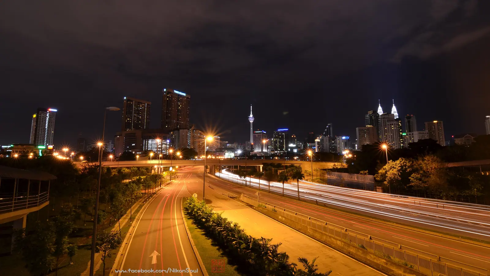 Jalan Kampung Pandan at night with the city skyline, near the KTV Kampung Pandan venues