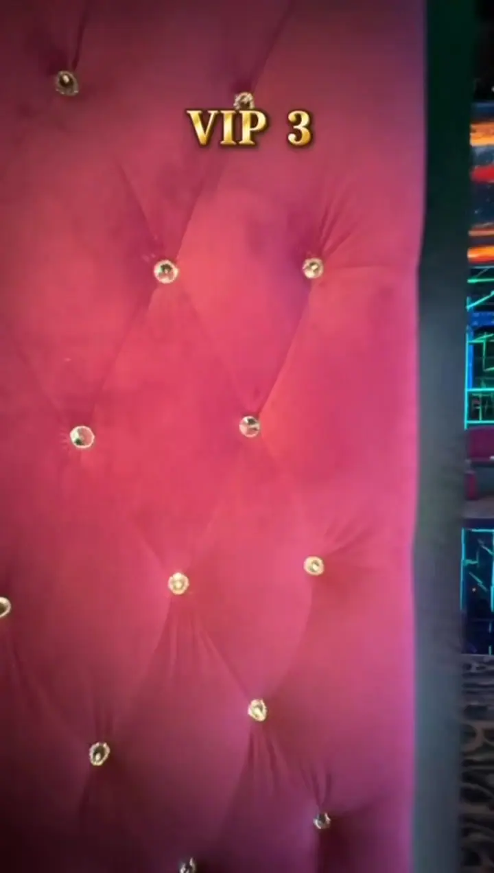 Golden Palace KTV (金色年华): Video still of a pink tufted, crystal-studded room door marked 'VIP 3'